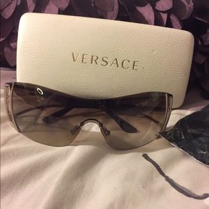 Versace Brown sunglasses, case and cleaning cloth